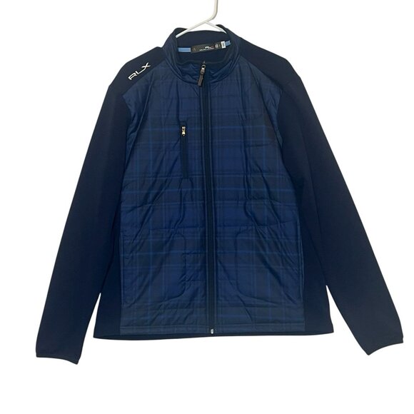 RLX Ralph Lauren Men’s GOLF Hybrid Mockneck Jacket Wool Blend Navy Full Zipper - Picture 4 of 16